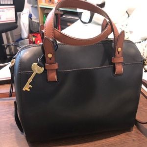 Black Fossil Purse with Brown Details